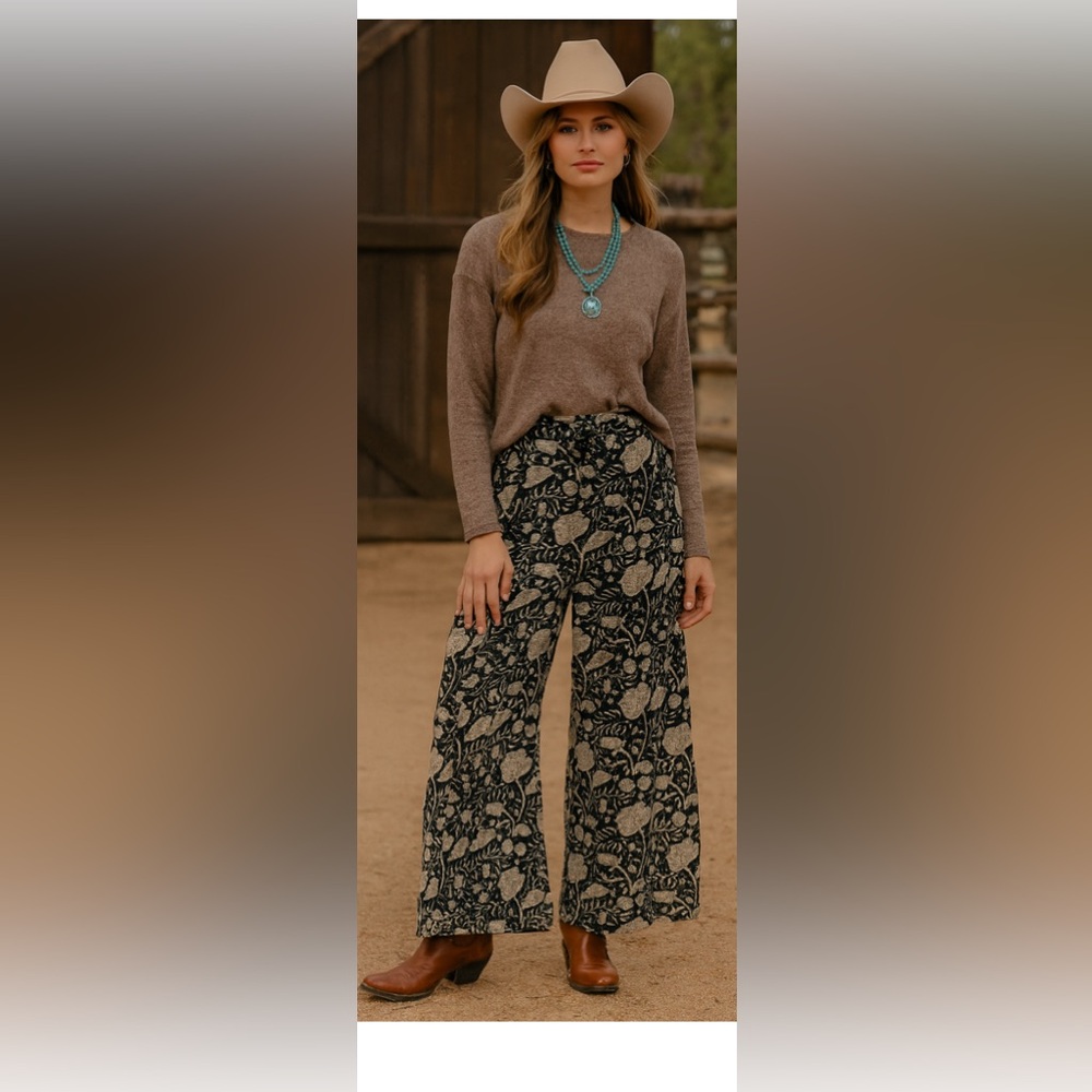 Ralph Lauren Denim & Supply 100% Cotton wide leg faux wrap printed pants medium